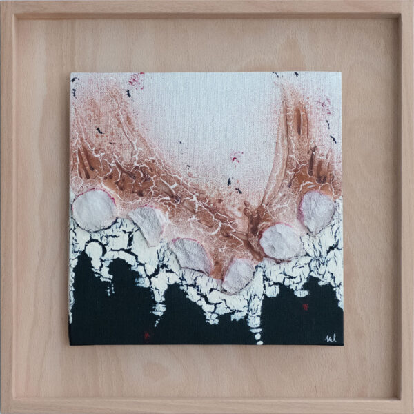 abstraktes handgemaltes Acrylbild Risse in pink 1