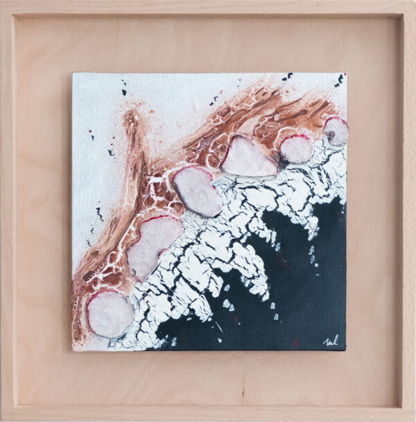 abstraktes handgemaltes Acrylbild Risse in pink 2
