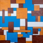 abstraktes Acrylbild mit geometrischen Formen braun
