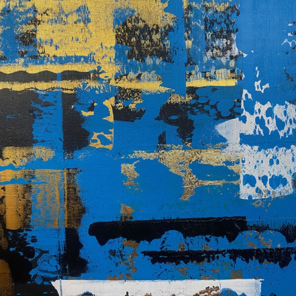 Detailansicht Acrylbild Pixels in Blue