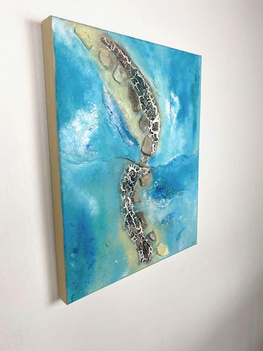 Seitenansicht abstraktes Acrylbild maritim The Reef 3