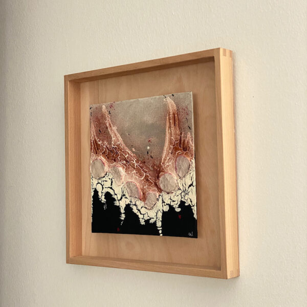 Seitenansicht abstraktes handgemaltes Acrylbild Risse in pink 1