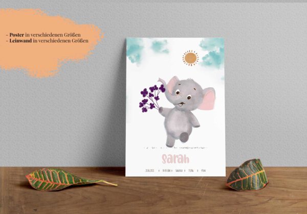 Produktbild Poster Geburt Elefant