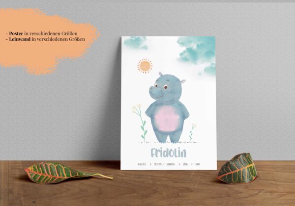 Produktbild Poster Geburt Nilpferd