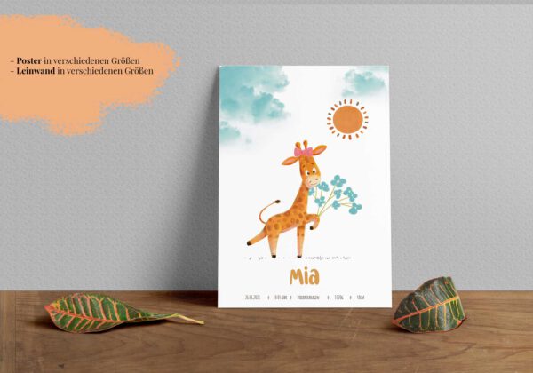 Produktbild Poster Geburt Giraffe