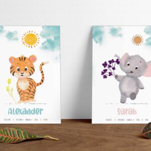 Produktbild Poster Geburt Elefant und Löwe