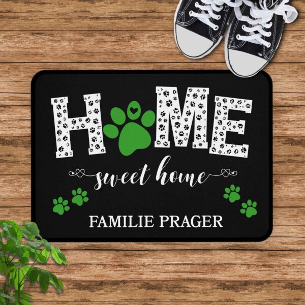 Produktbild Fussmatte Haustiere personalisiert Home Sweet Home Stoff grün