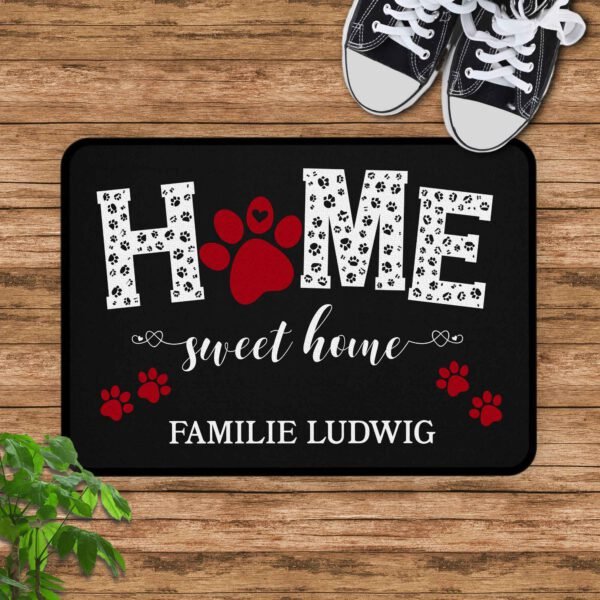 Produktbild Fussmatte Haustiere personalisiert Home Sweet Home Stoff rot