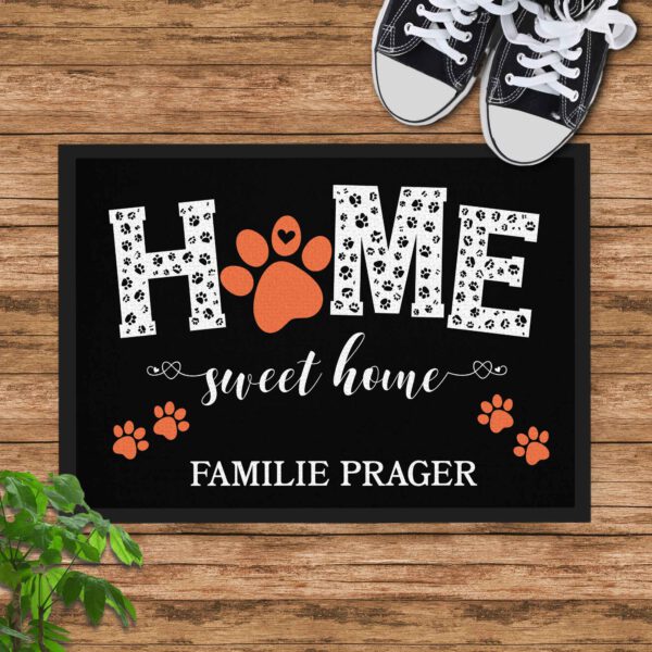 Produktbild Fussmatte Haustiere personalisiert Home Sweet Home orange