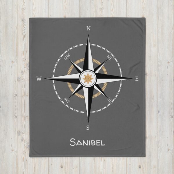maritime Tagesdecke Kompass grau