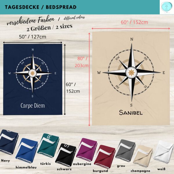 maritime Tagesdecke Kompass Größe und Farben