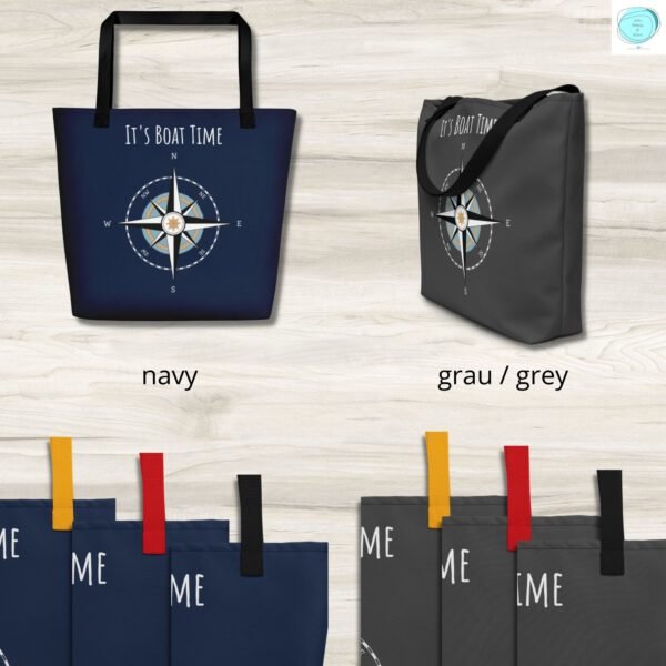 Produktbild maritime Tasche Kompass navy + grau